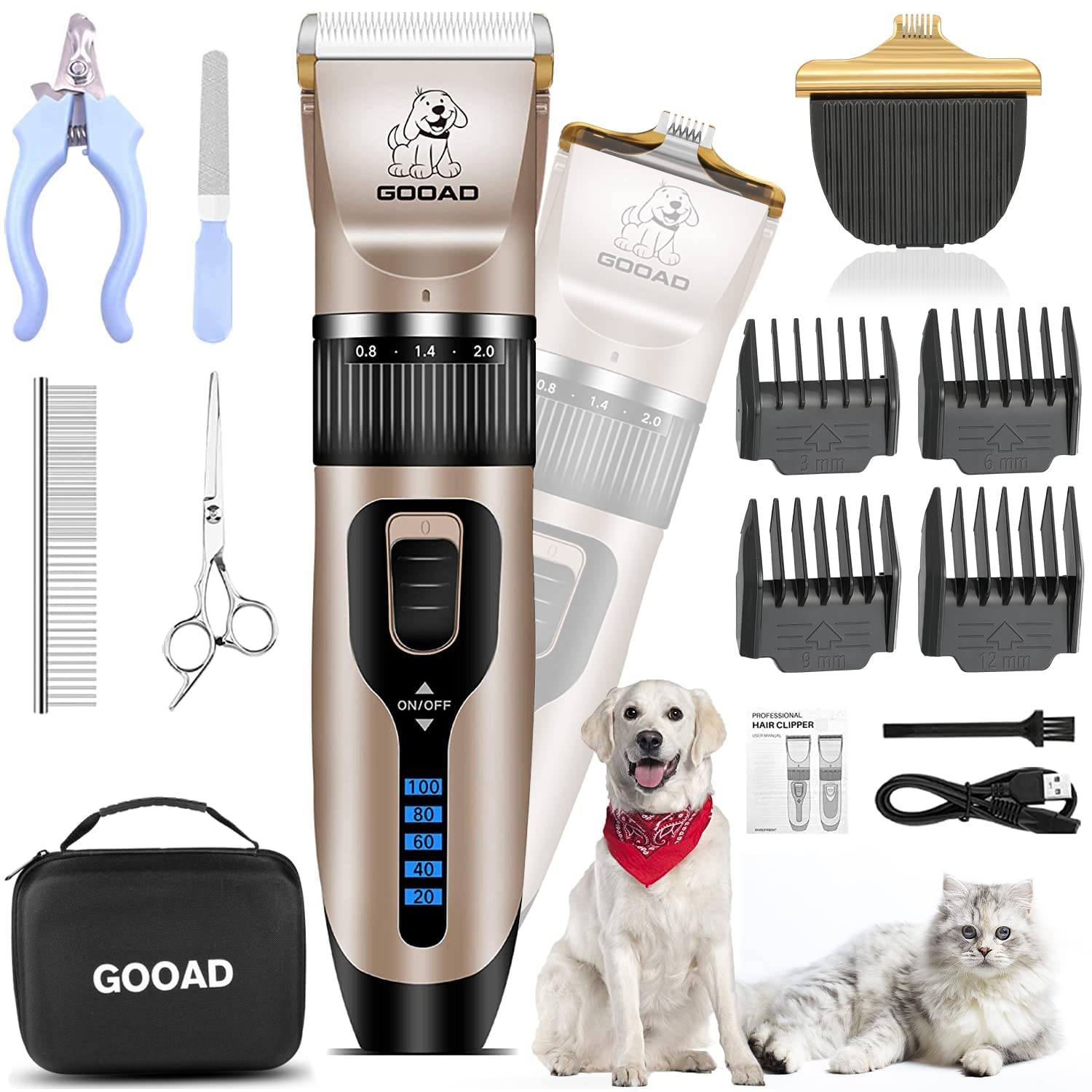 Gooad dog clippers wide blade trims thick coats smoothly for efficiency
