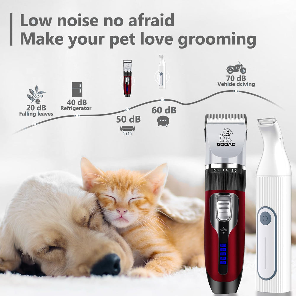 Gooad low-noise dog grooming motor ensures calm sessions under 60 dB.