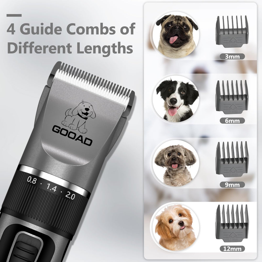 Gooad low-noise motor keeps pets calm during grooming sessions.