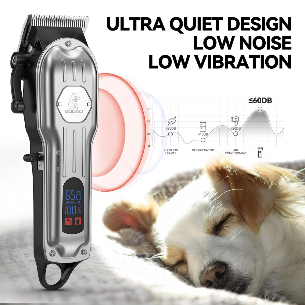 Gooad rechargeable Li‑ion battery image illustrating long cordless runtime during grooming