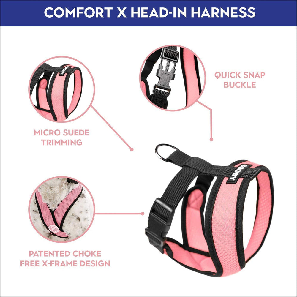 Gooby Comfort X back D-ring leash attachment provides secure control on outdoor outings.