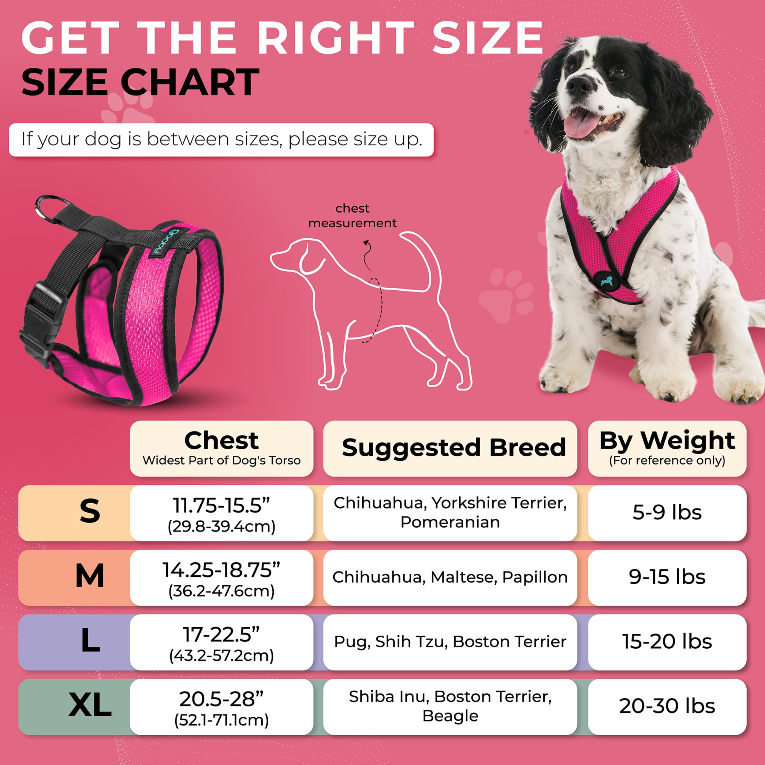 Gooby Comfort X harness Flamingo Pink D-ring closeup demonstrates secure leash