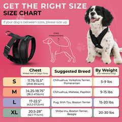 Gooby Comfort X Harness diagram highlighting patented X-frame design for neck relief