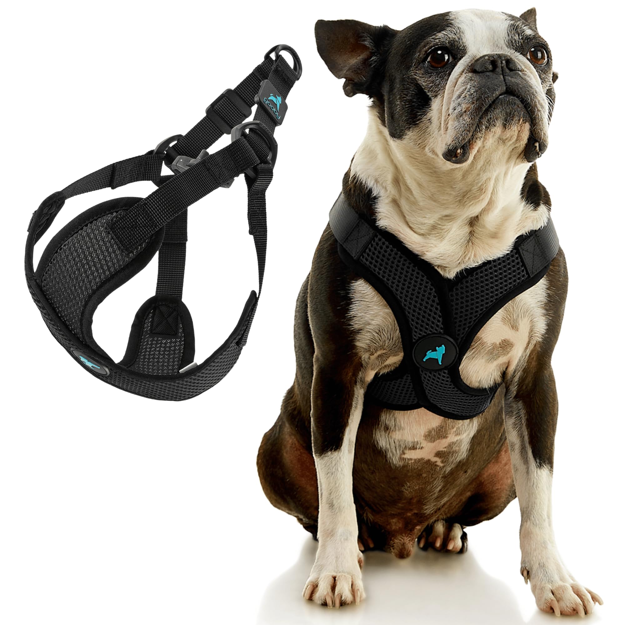 Gooby Comfort X Step In Lite harness highlighting breathable mesh for hot days