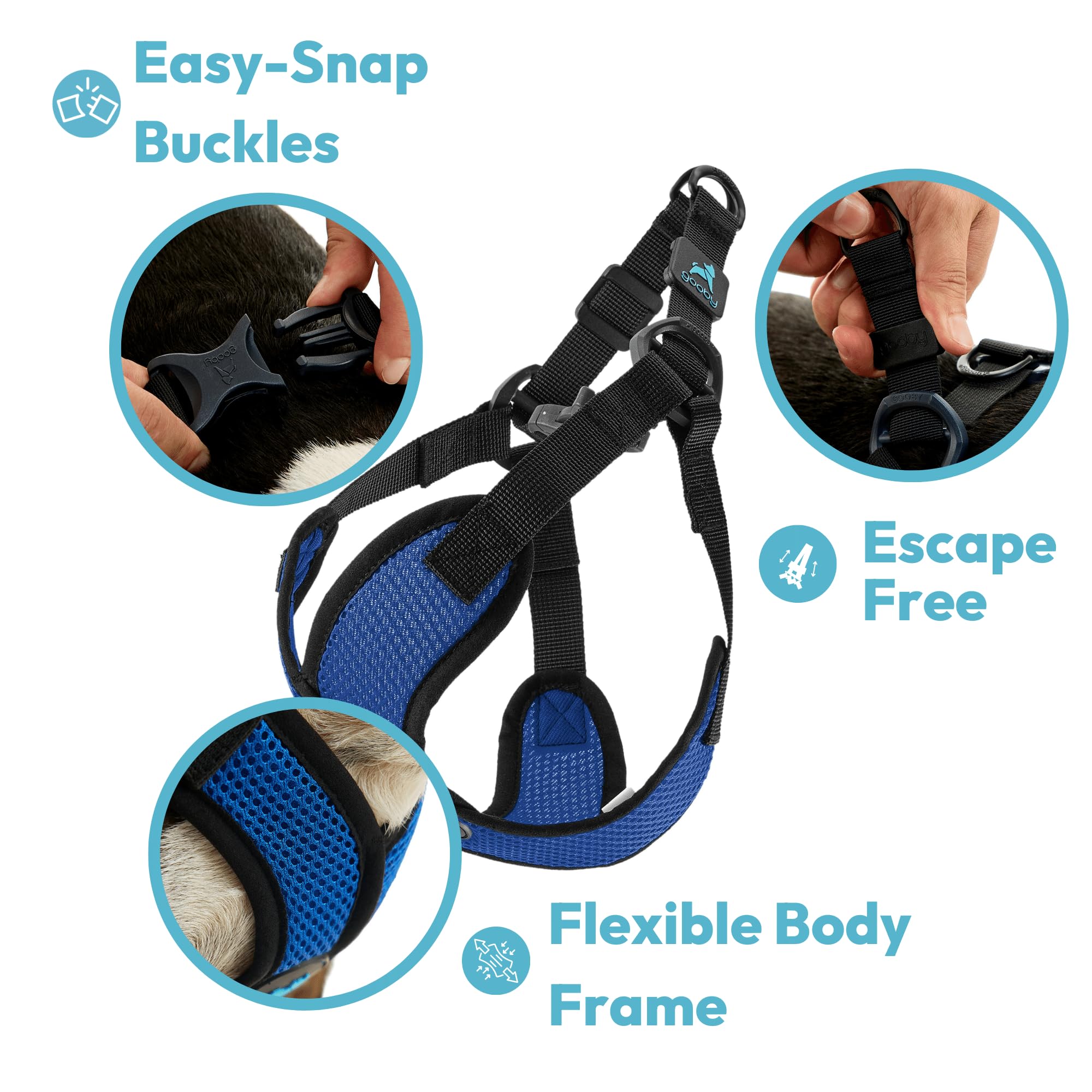 Gooby Comfort X Step in Lite Harness deep V-neck chest strap for choke-free comfort