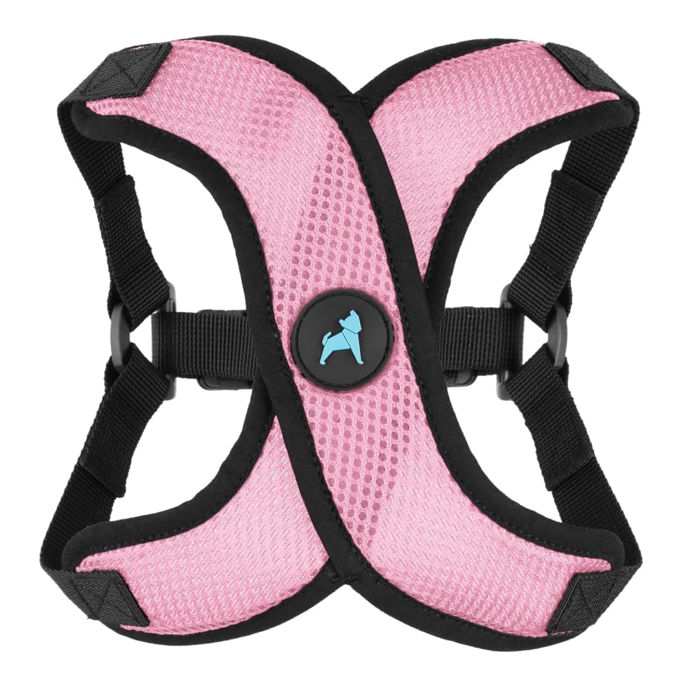 Gooby Comfort X Step in Lite Harness pink buckle, showcases quick-release ease for daily walks