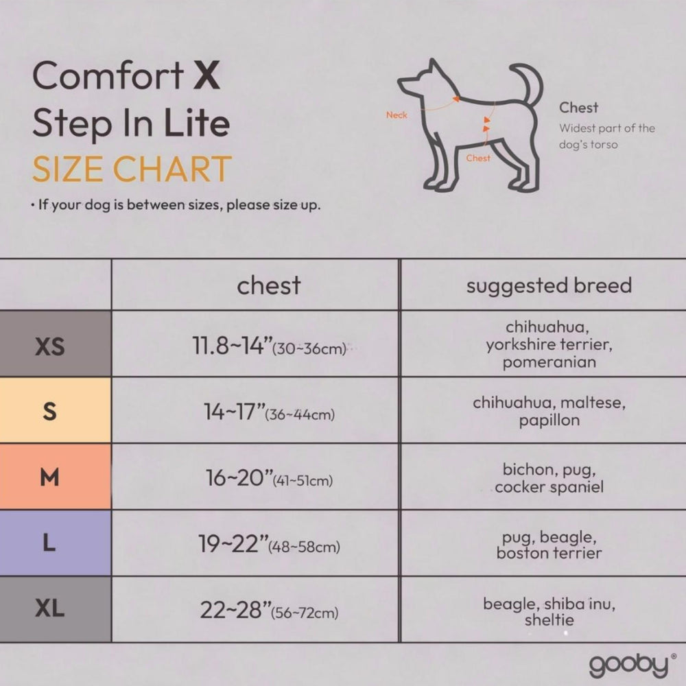 Gooby Comfort X Step in Lite Harness for small dogs, escape-proof security during pulls