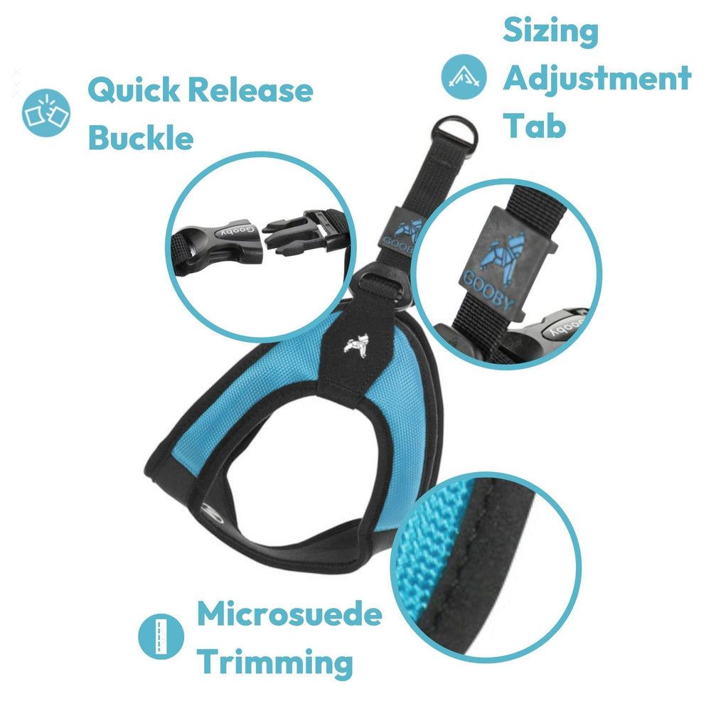 Gooby Escape Free Harness POM leash ring detail emphasizes durable hardware