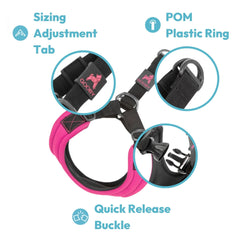 Gooby four-point adjustment system detail for neck and chest fit