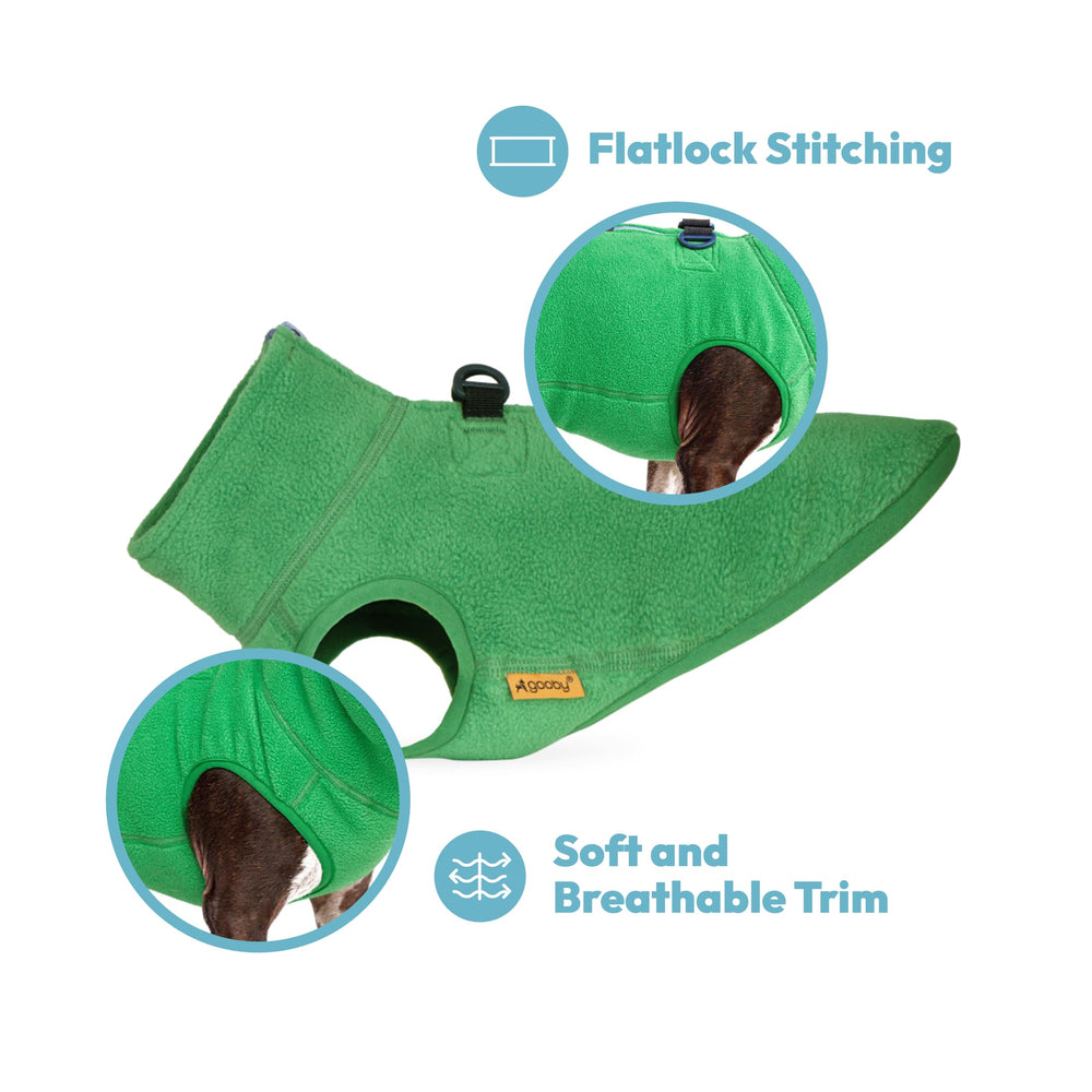 Gooby fleece vest blue on dog wearing for all-day comfort and warmth
