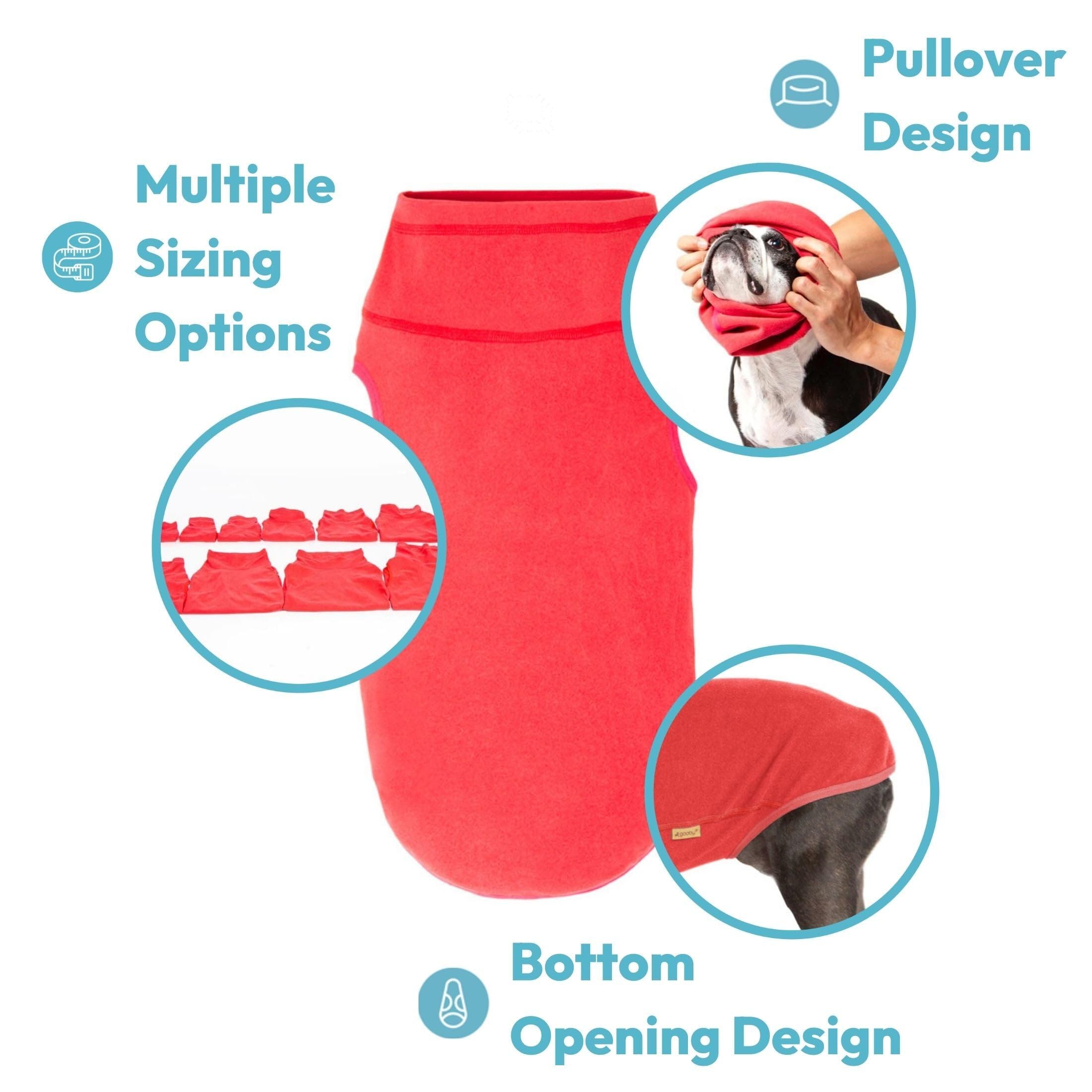 Gooby Microfiber Stretch Fleece Vest bottom opening detail for easy potty breaks