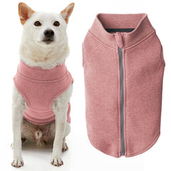 Gooby Zip Up Microfiber Fleece Dog Vest pink step-in design for quick warm-ups