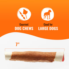 Good 'n' Fun Triple Flavor Rolls 7-inch roll shown for large dogs.