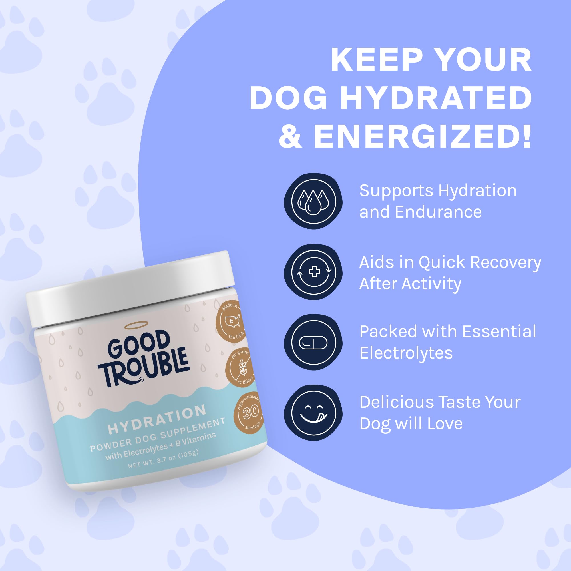 Good Trouble Pets beef hydration powder scoop with precise serving for consistent dosing