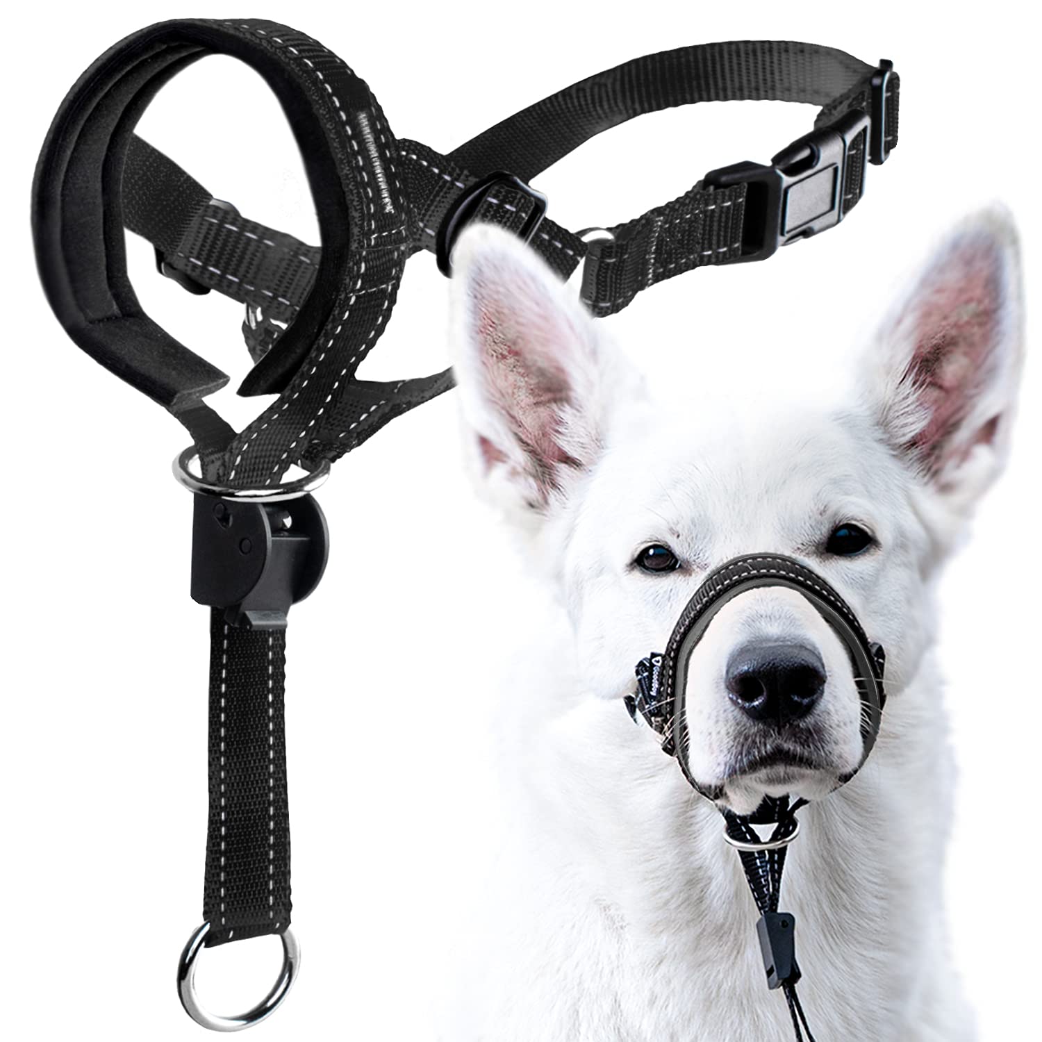 GoodBoy dog head halter front view shows guided control for easier walks