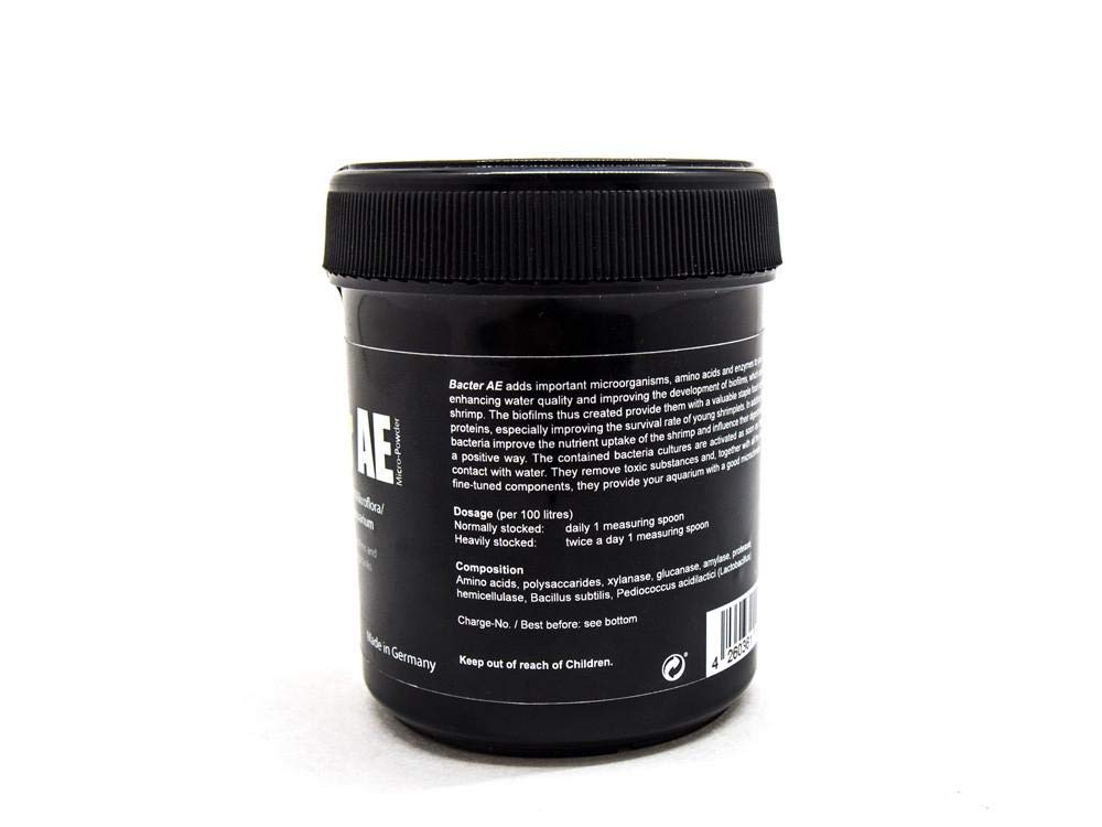 GOODGROWLIES GlasGarten Bacter AE shrimp food in a tank showing improved biofilm surface.