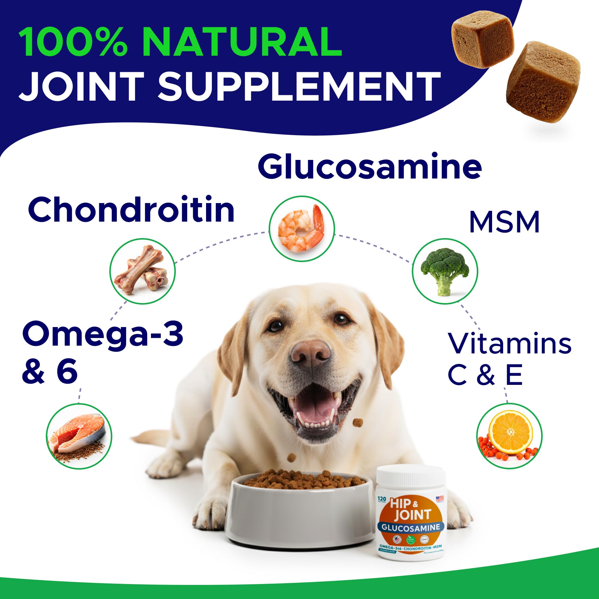 GOODGROWLIES glucosamine-dogs-chews-closeup highlights soft chews for easy daily joint care.