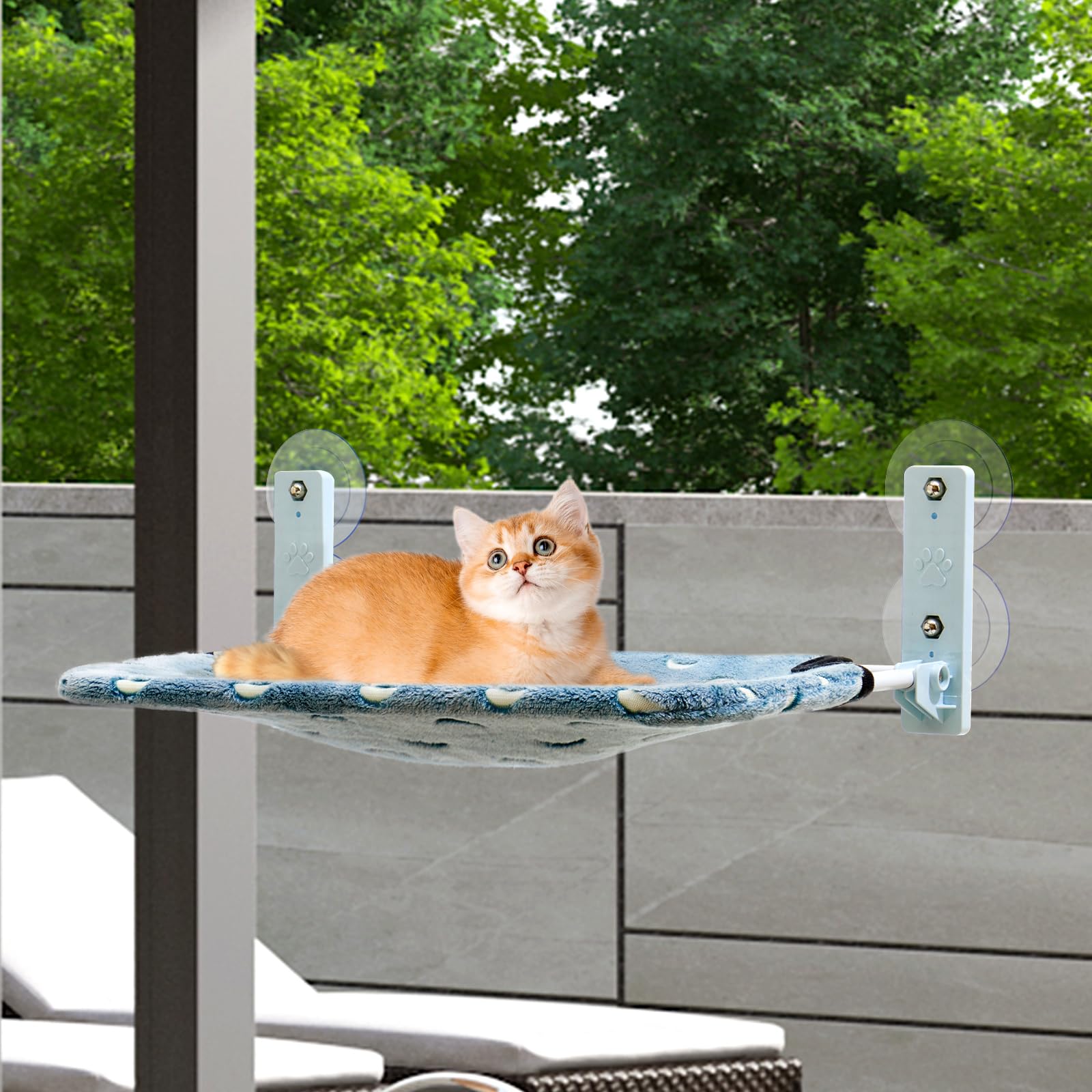 Goodhipi glow-dark cat window perch with four suction cups for sturdy indoor lounging.
