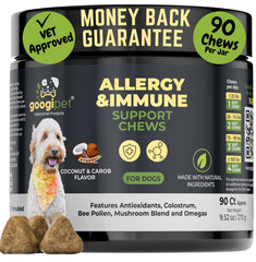 GOOGIPET Dog Allergy Chews bottle helps support immune response and skin comfort