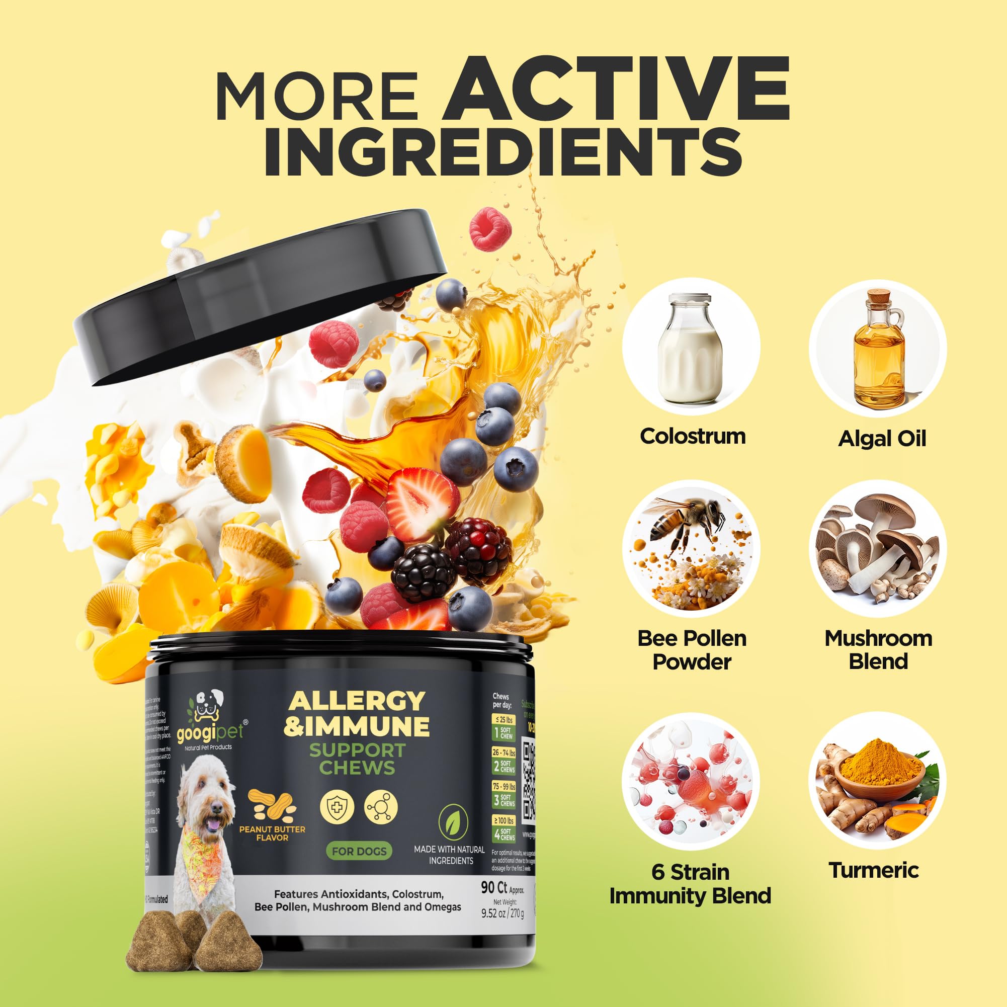 GOOGIPET Dog Allergy Chews peanut butter treats for everyday skin comfort.