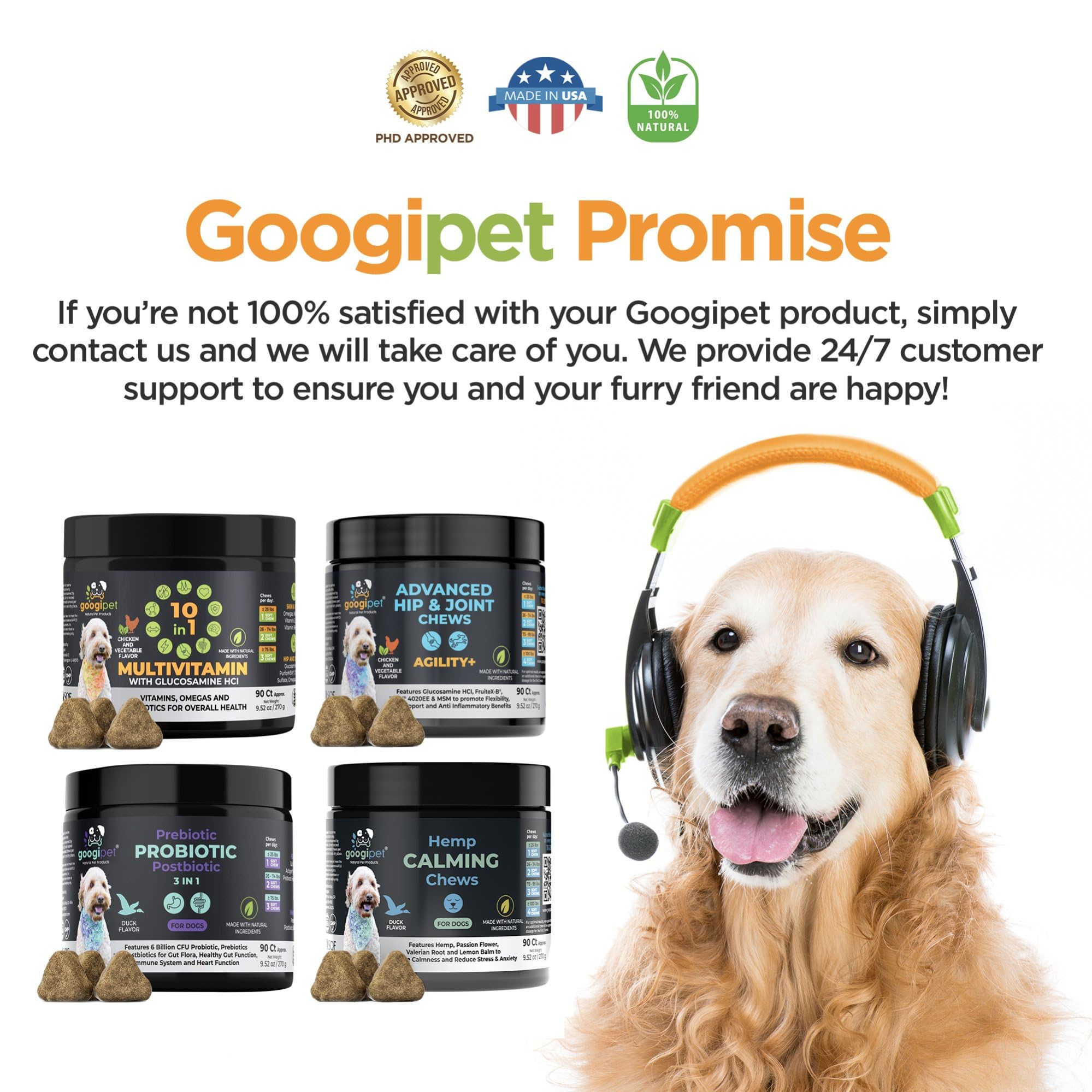 Googipet Premium probiotics and fiber promoting digestive balance.