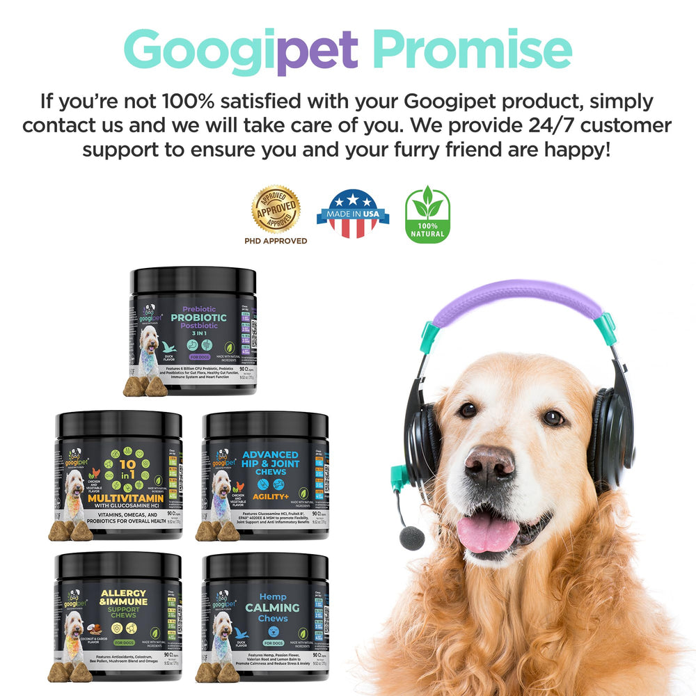 Googipet Probiotics for Dogs itchy-ears image, may help reduce ear irritations through digestion.
