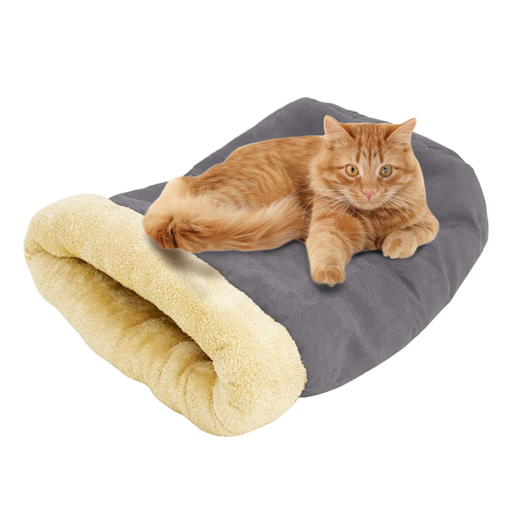 GOOPAWS Burrow Cat Bed gray pod with microfiber lining for plush naps