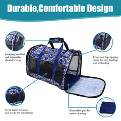 GOOPAWS blue floral top view emphasizes airflow and light for pet comfort