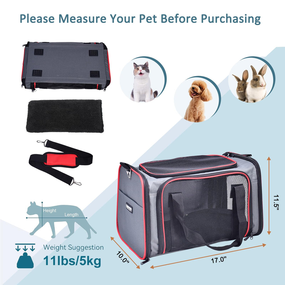 GOOPAWS carrier features removable pad for pet comfort and quick cleaning.