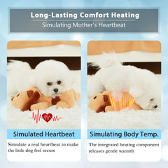 Goopow Heartbeat Puppy Toy body temperature heater provides cozy warmth.