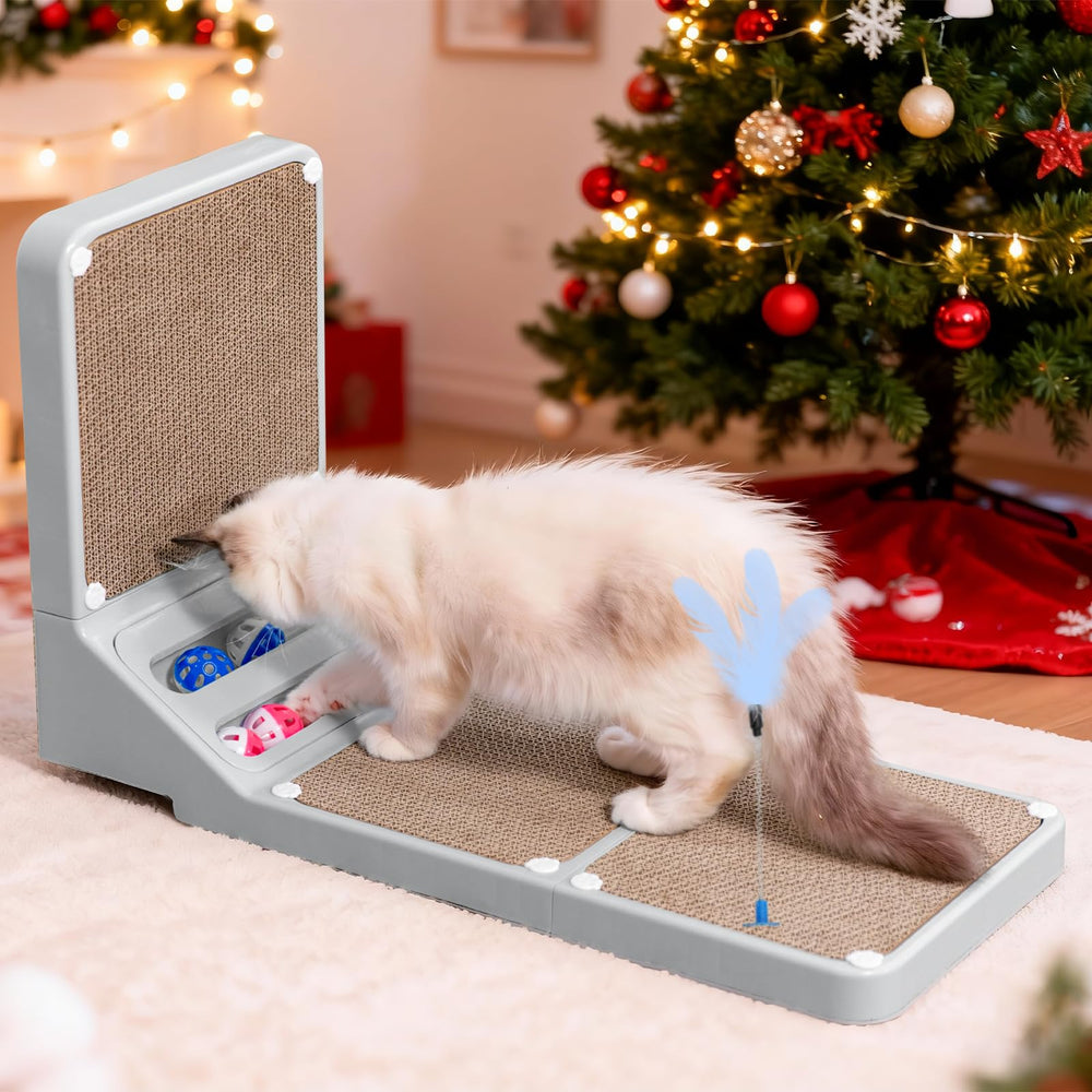 Goosheep cat scratcher durable corrugated cardboard withstands wear.