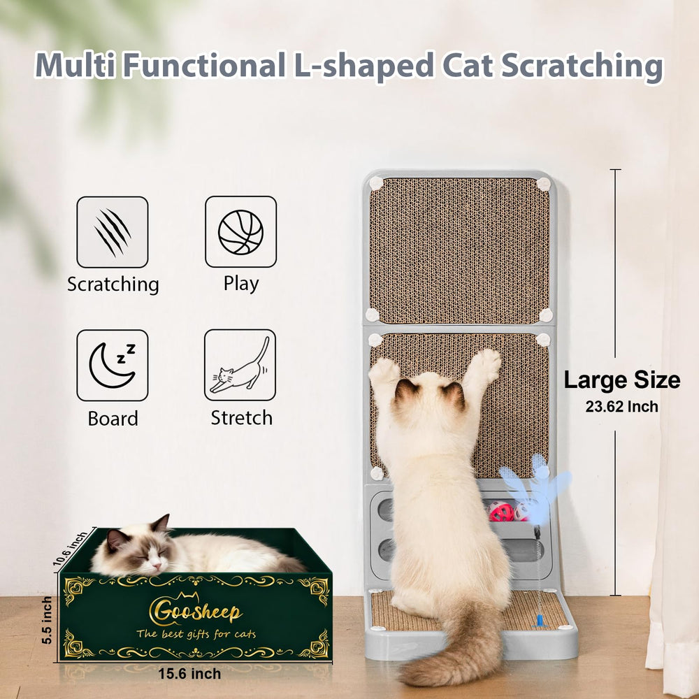 Goosheep cat scratcher sealed bottom prevents debris leakage.