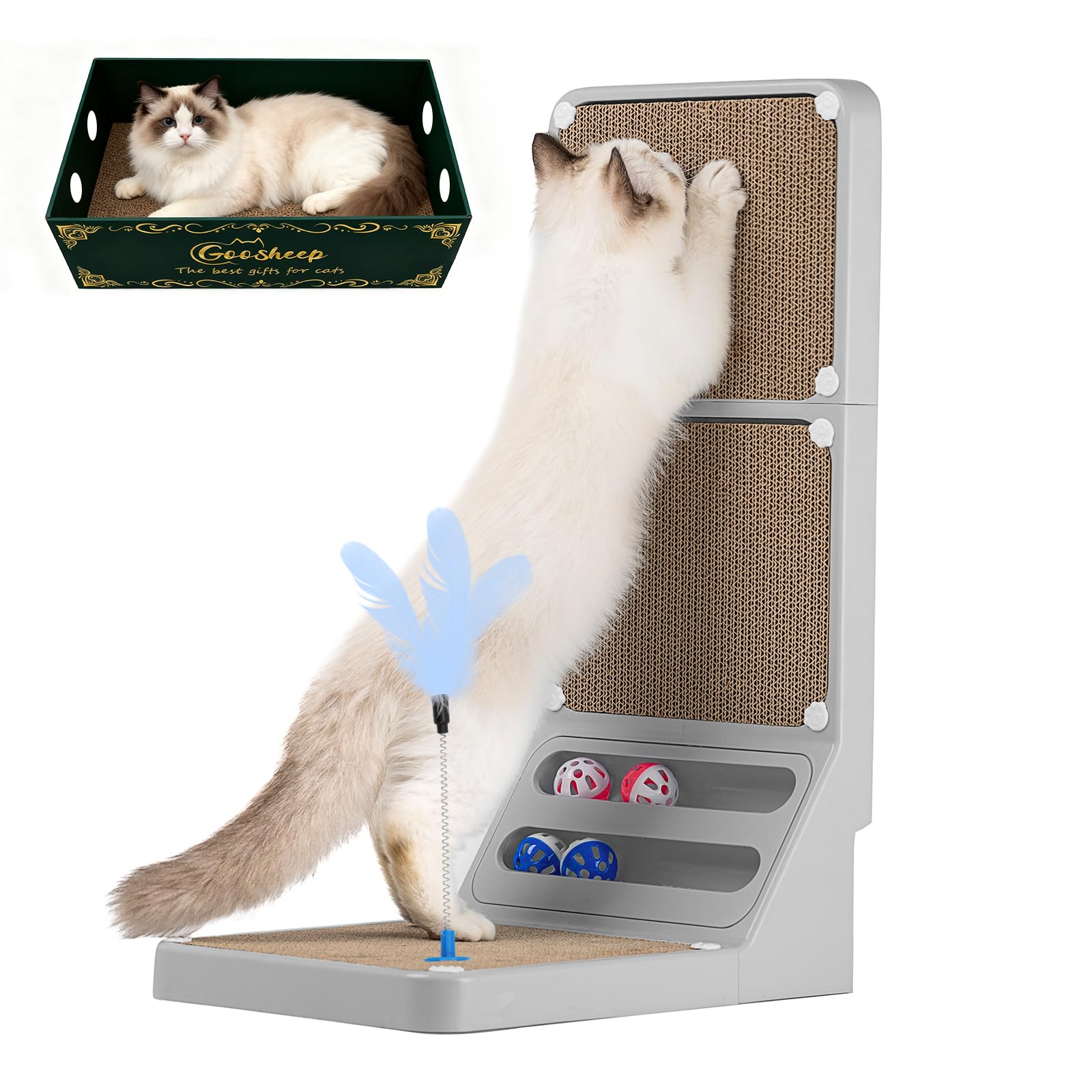 Goosheep cat scratcher wall-bed setup shows space-saving design.