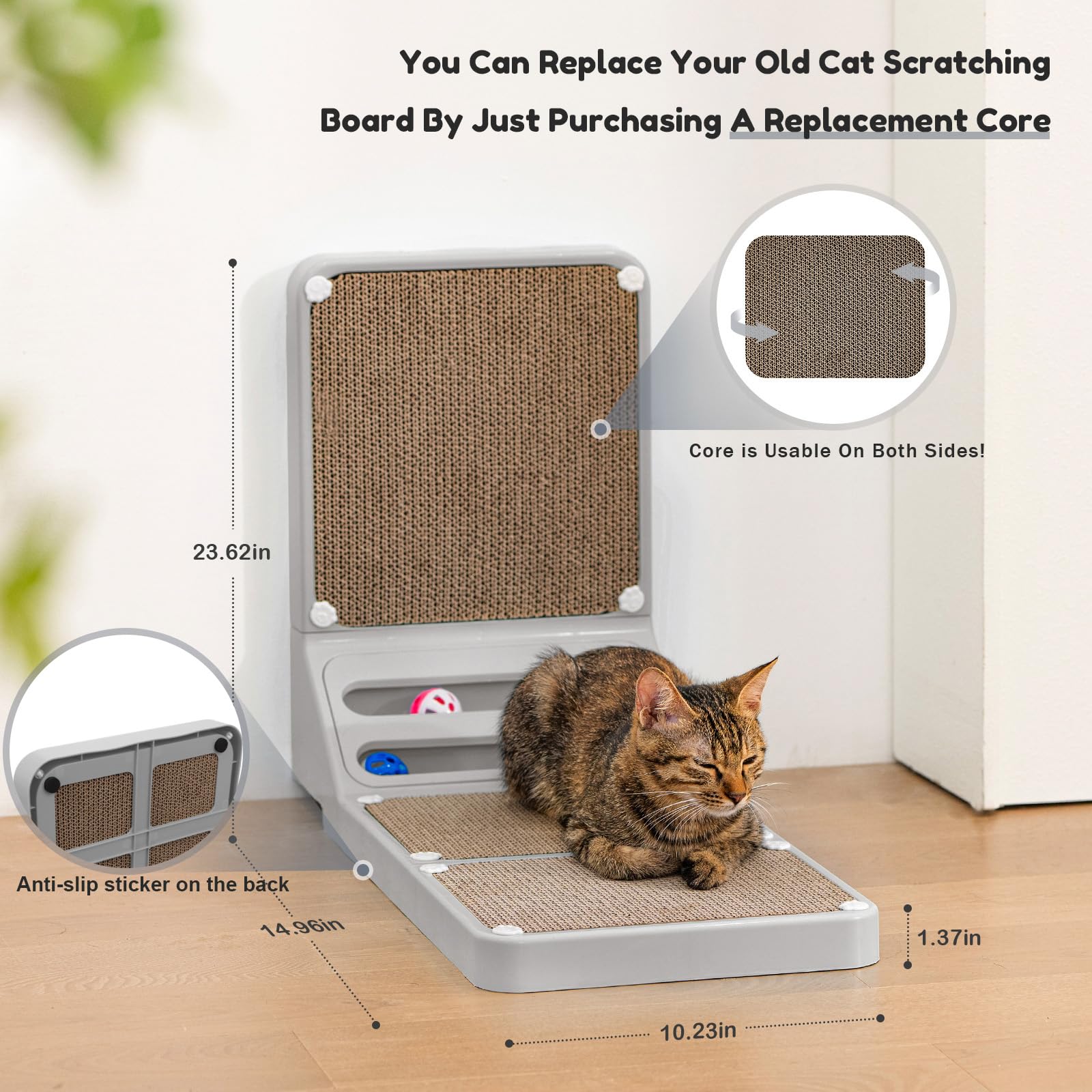 Goosheep cat scratcher washable PP surface is easy to clean.
