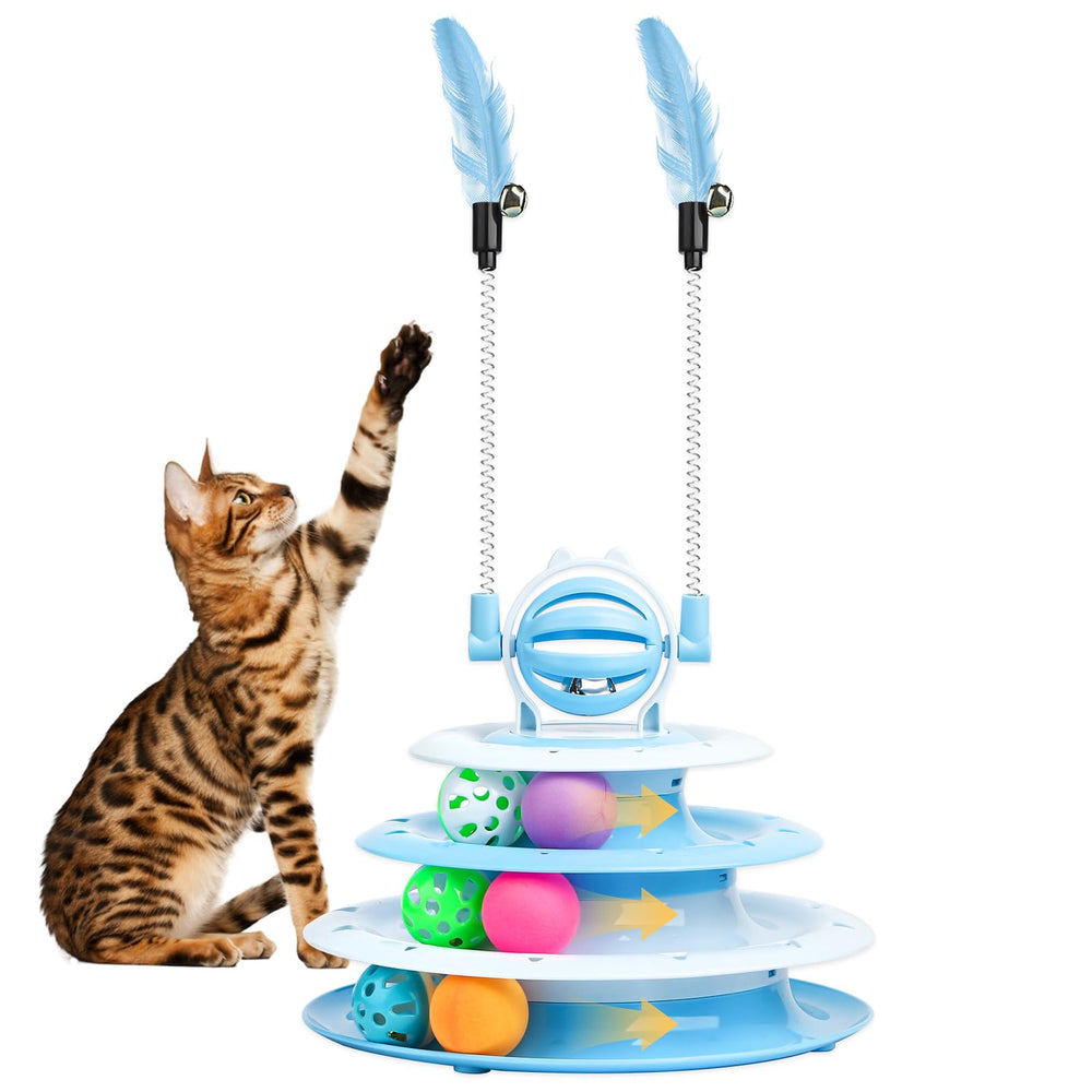 Goosheep cat toy interactive ball blue promotes kitten exercise through multi-level play