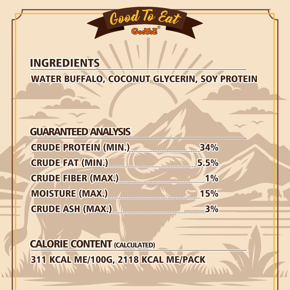 Gootoe buffalo treats no artificial additives support clean snacking.