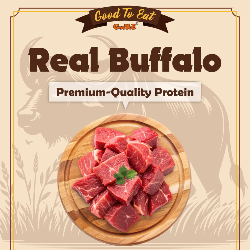 Gootoe buffalo dog treats resealable bag keeps freshness for everyday training rewards.