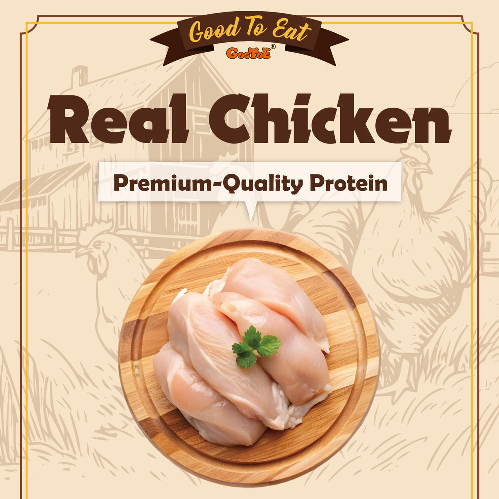 Gootoe Soft Chicken Breast Strips close-up lean protein for healthy muscle support.