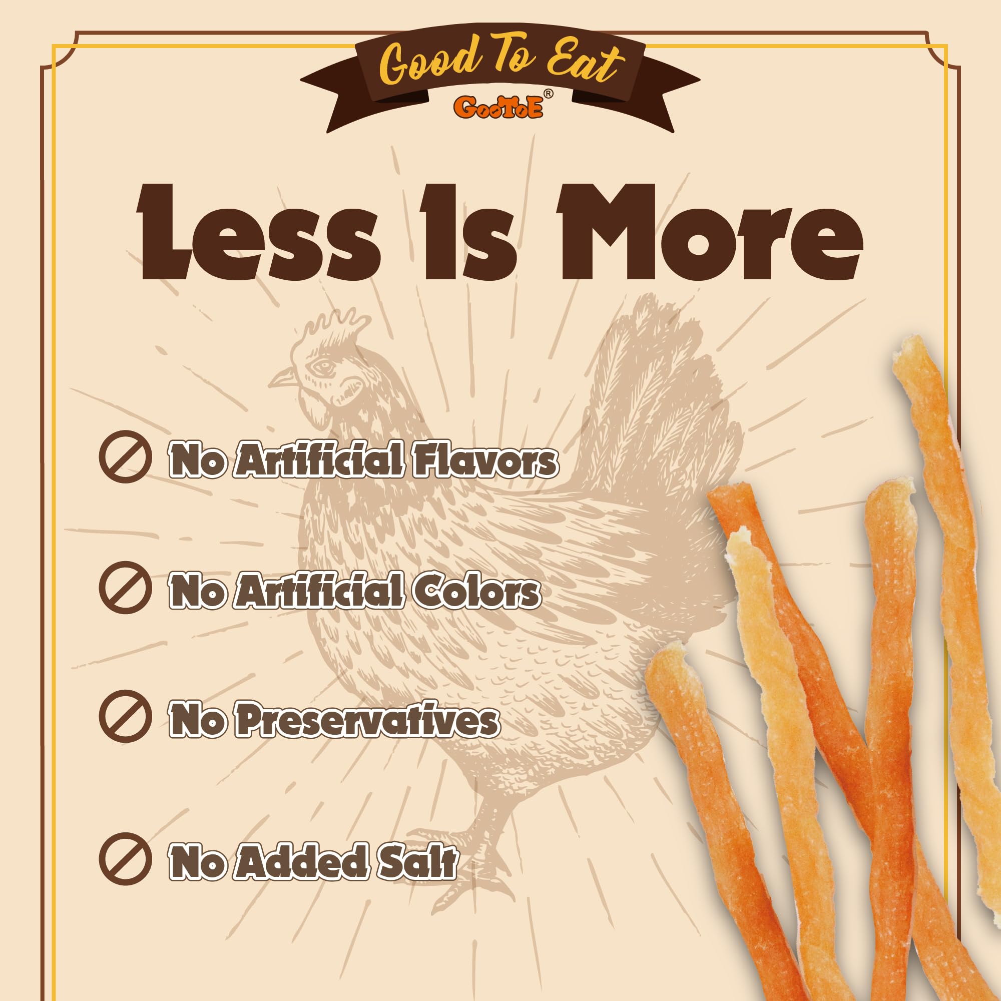 Gootoe Soft Chicken Sticks slow roasted in small batches for rich aroma.