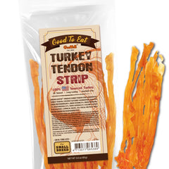 Gootoe turkey tendon strip packaging closeup shows premium USA-sourced dog treat