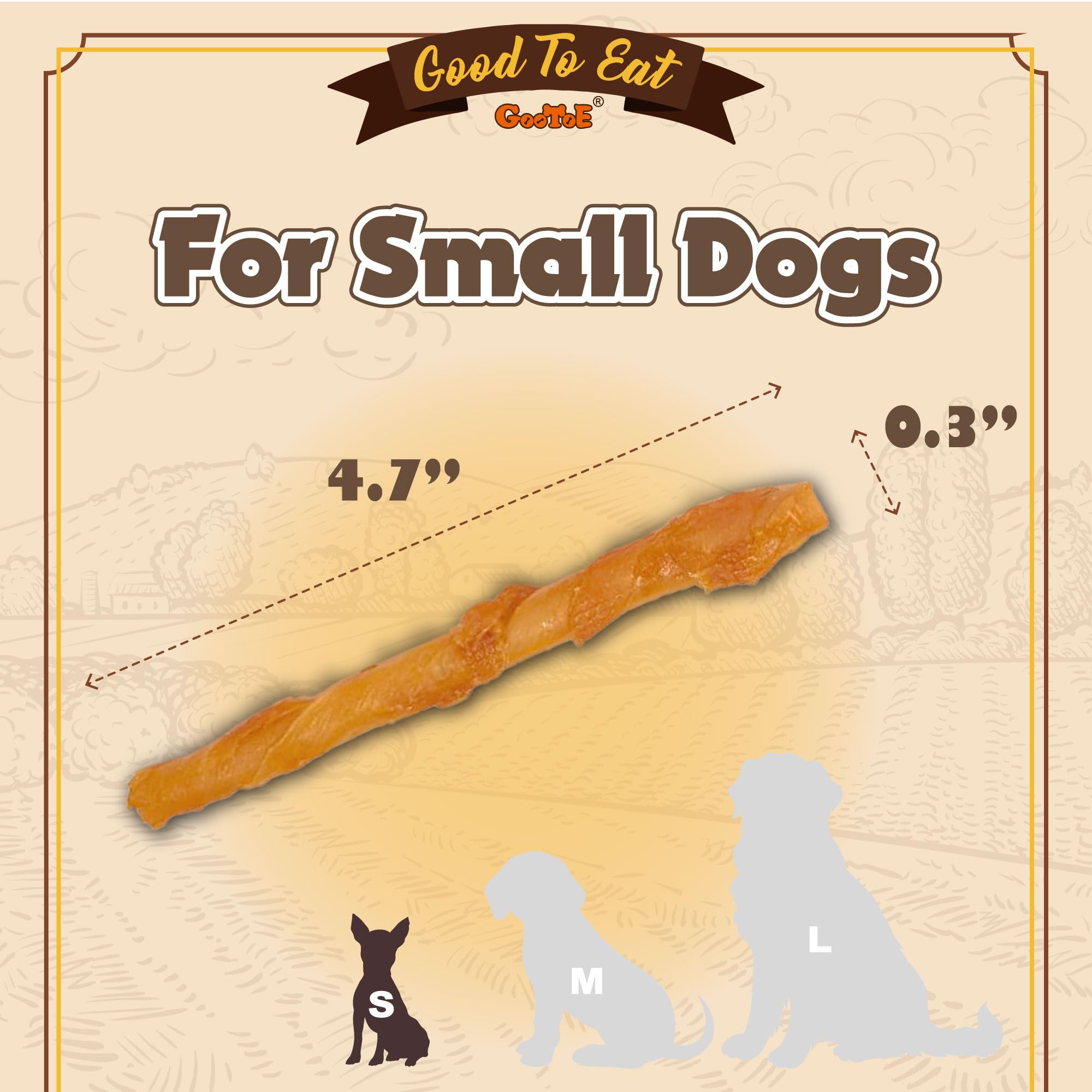 Gootoe Turkey Tendons closeup—single-ingredient hypoallergenic chew.