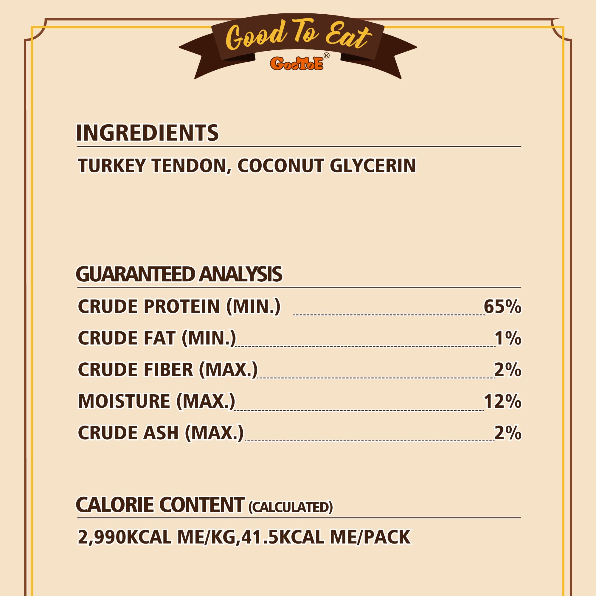 Gootoe Turkey Tendons hypoallergenic badge—grain-free treat for sensitive stomachs.