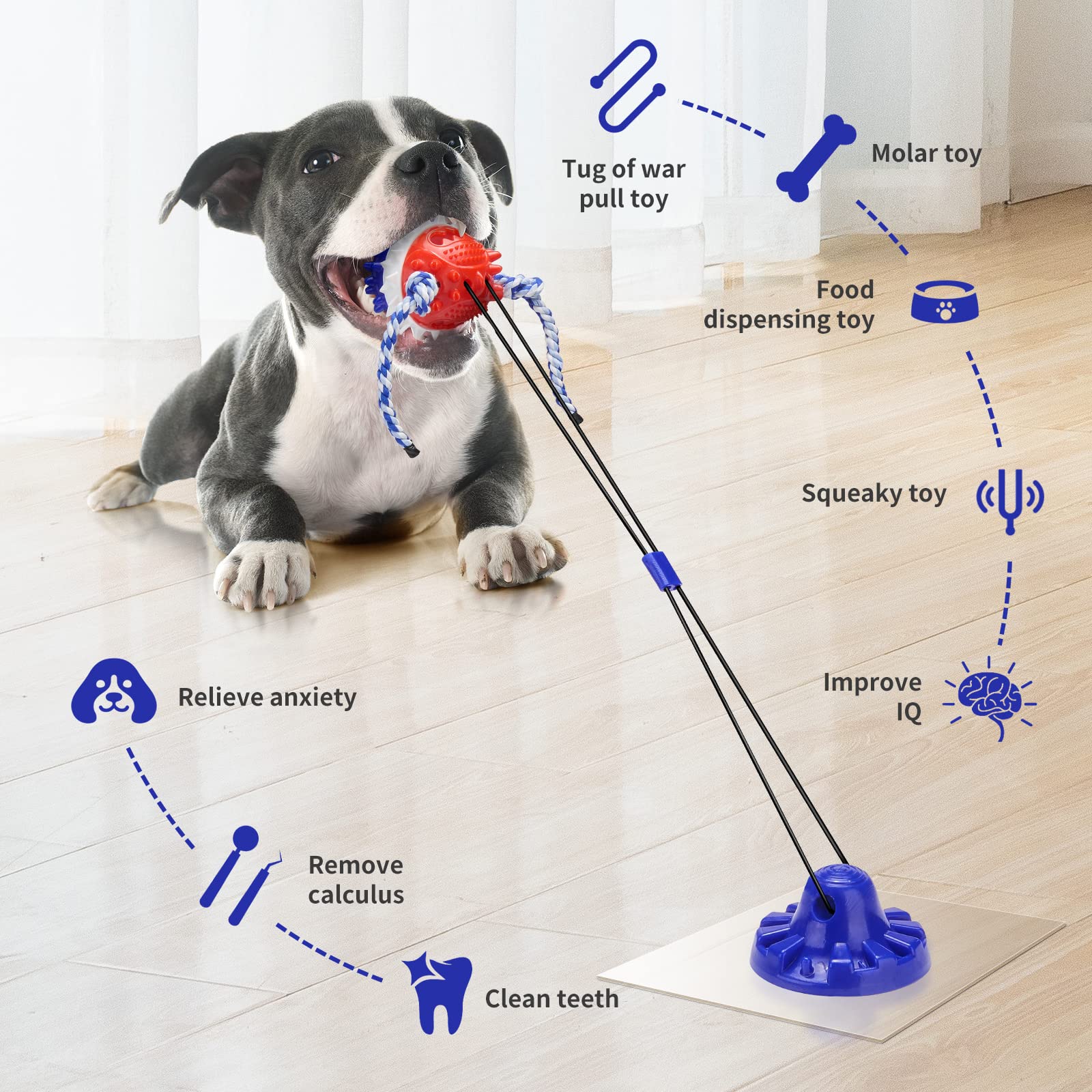 gootosee interactive dog toy tug-of-war scene highlighting durable rope and reinforced design