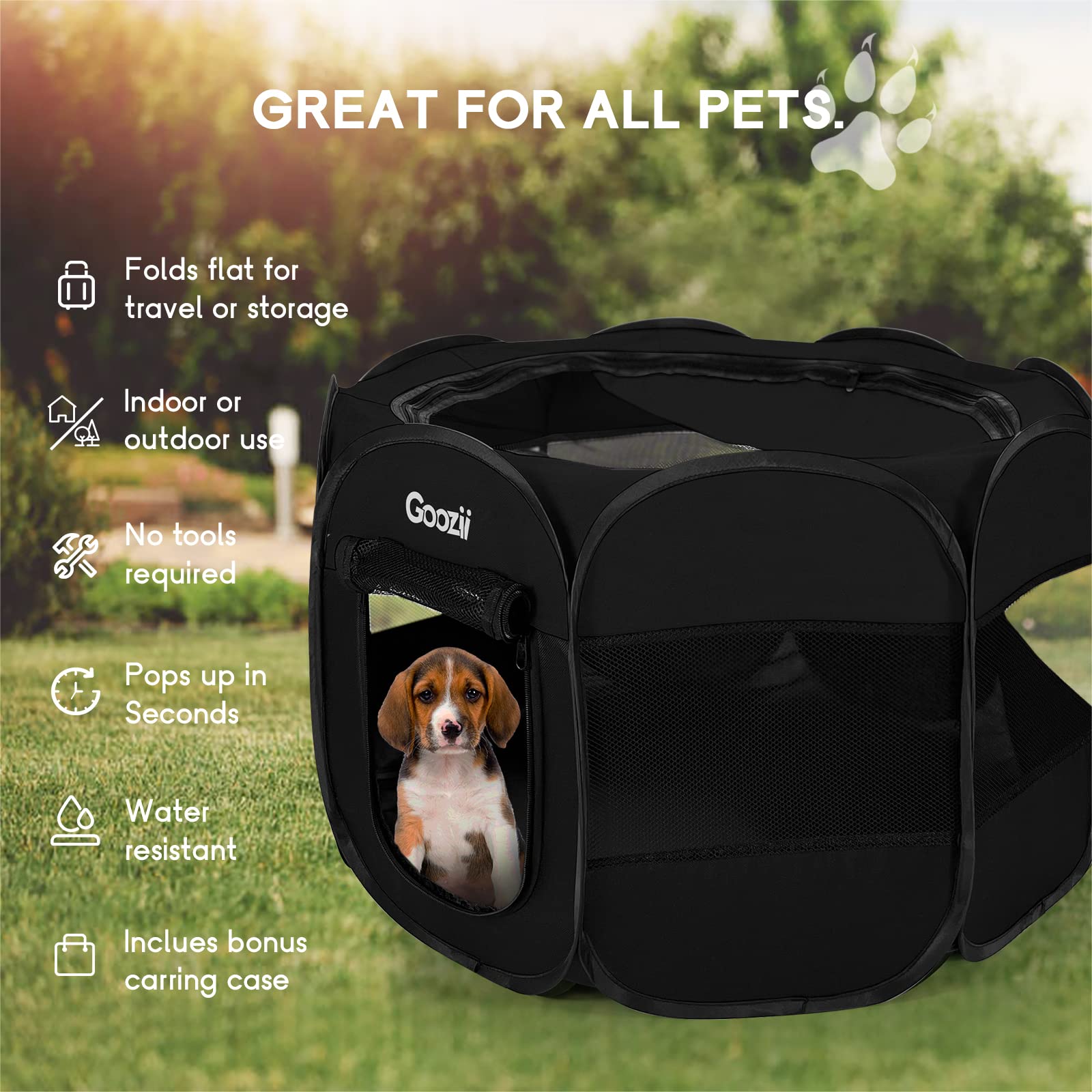 Goozii 600D Oxford Fabric Waterproof surface resists splashes and weather exposure.