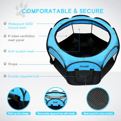 Goozii dog playpen reinforced seams for durable construction.