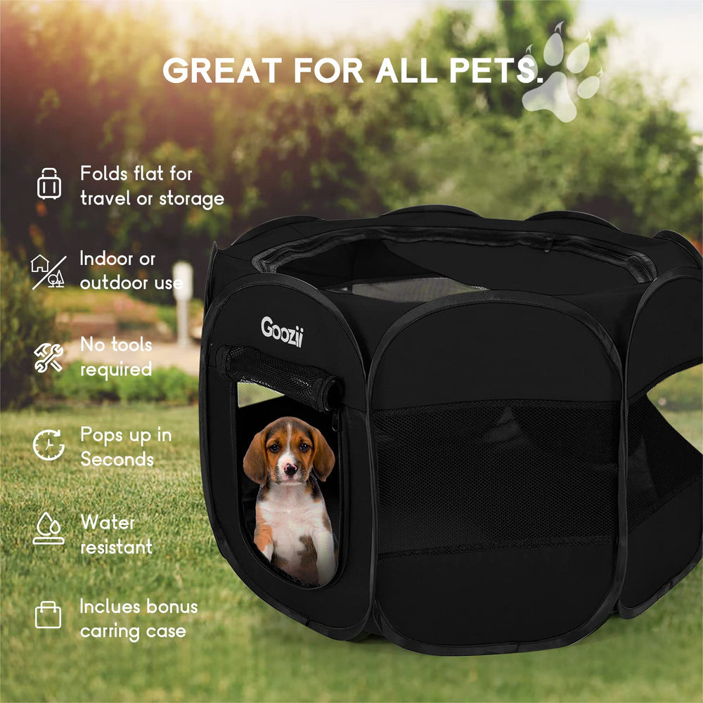 Goozii foldable playpen mesh-window detail for airflow and comfort.