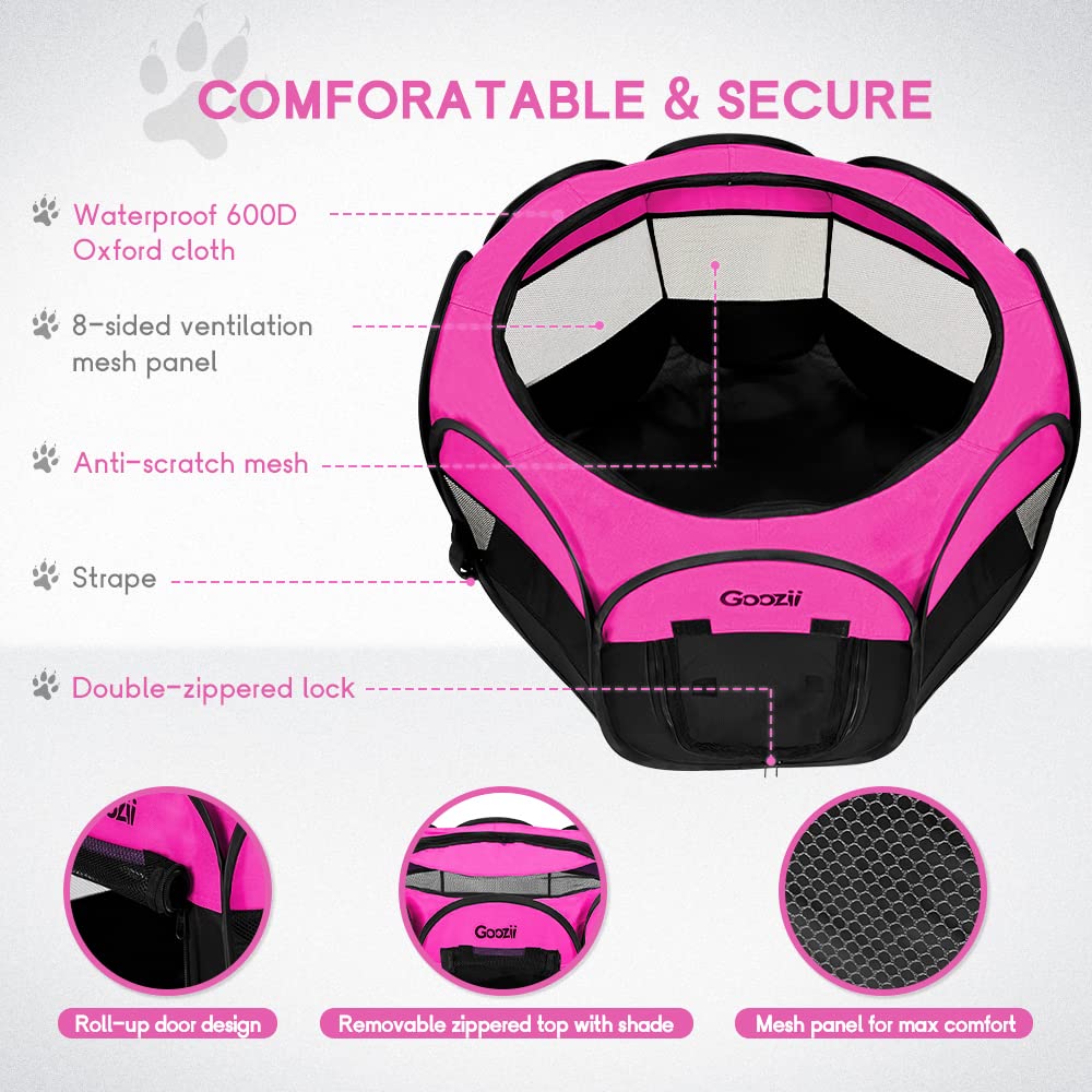 Goozii Pet Playpen eight-panel design provides ample enclosure and stability