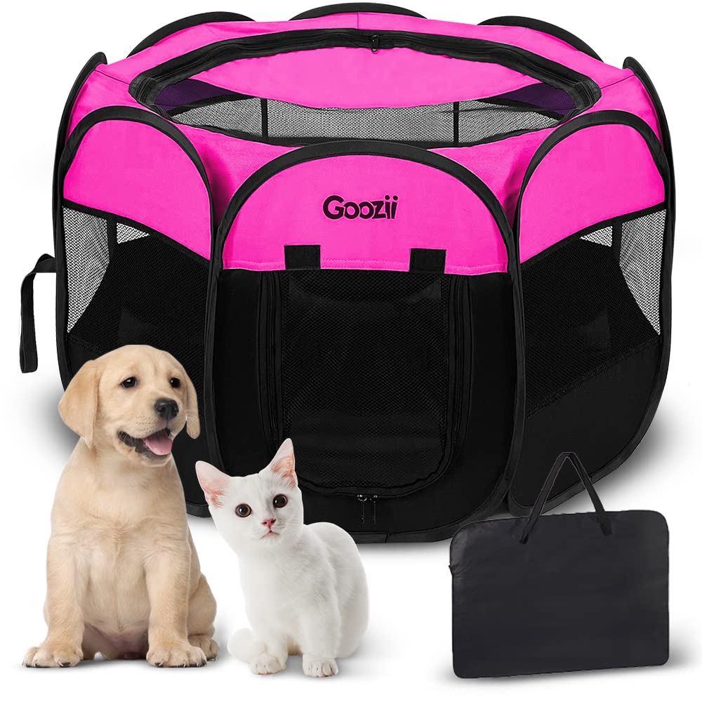 Goozii portable dog playpen top view shows roomy interior for small pets