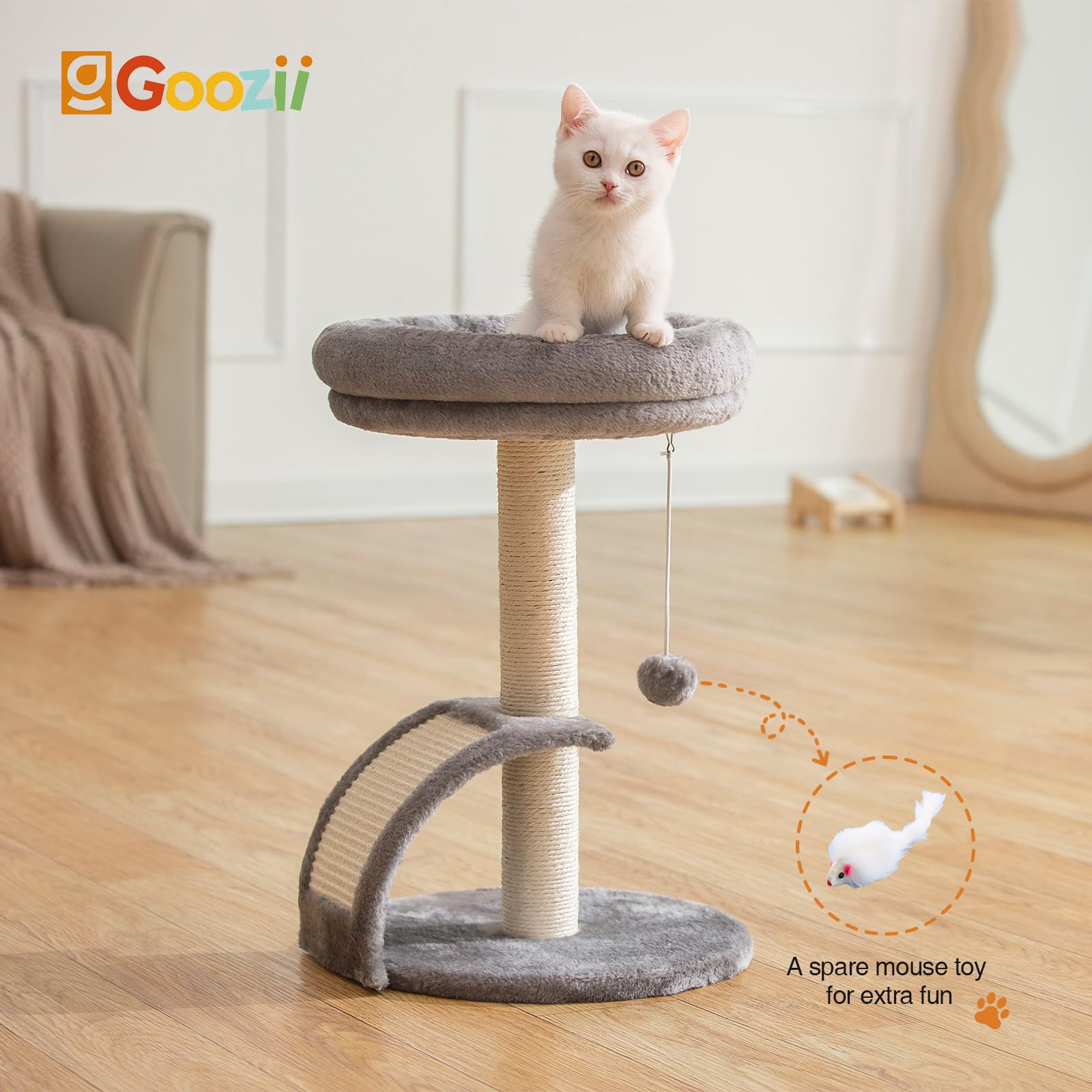 Goozii small cat tree scratching post with sisal durable scratching surface