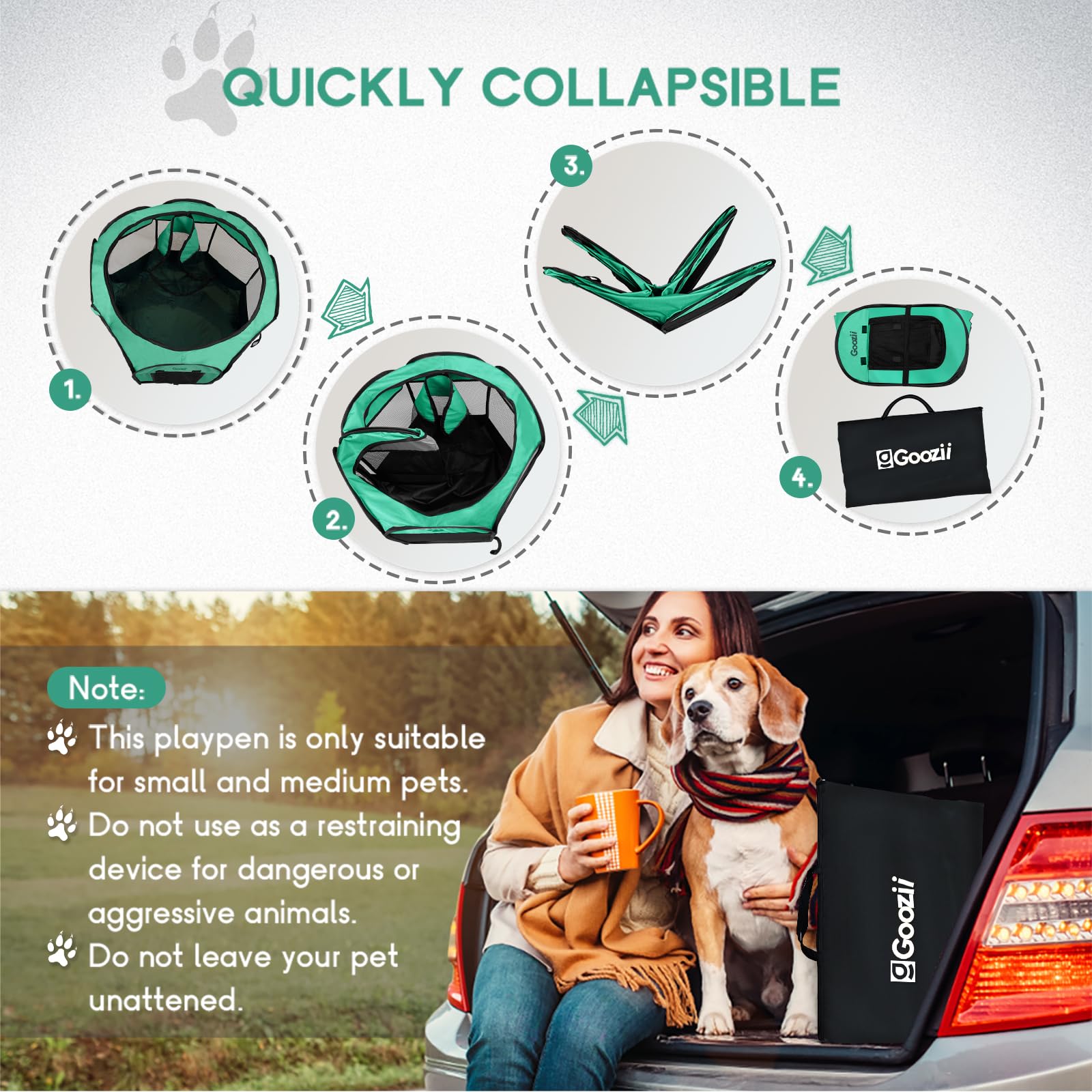 Goozii carry case included for convenient travel and storage